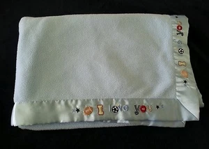 Carters Child of Mine I Love You Baby Blanket Blue Football Stars Soccer - Bild 1 von 2