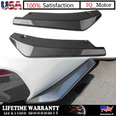 2X For Subaru Carbon Fiber Rear Bumper Lip Diffuser Splitter Canard Protector - Image 1 of 4