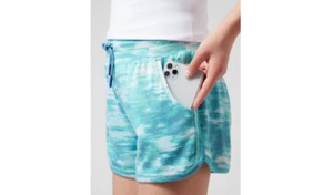 NWT Girl's Athleta Girl Ride the Wave Shorts Size: L - 12 Color: Sea Fog Blue - Picture 1 of 5