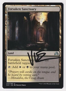 Signed Forsaken Sanctuary LP Shadows over Innistrad Artist Vincent Proce MTG EDH - Picture 1 of 2