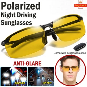 Night Driving Glasses HD Anti Glare Vision Polarized Yellow Lens Tinted Unisexs - Picture 1 of 9