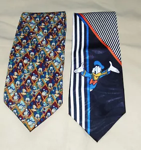 DISNEY * 2 Vintage Mens Ties * Mickey Mouse * Donald Duck * Goofy * - Picture 1 of 8