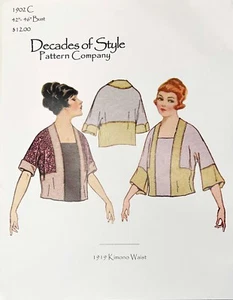 Decades of Style Pattern #1902C - Kimono Tunic Blouse - Sz 42"-46" Bust - Uncut - Picture 1 of 2