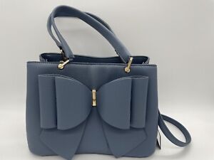 Crossi New York BOW Accent Handbag/Purse Tote Bag BLUE H2012490 NWT