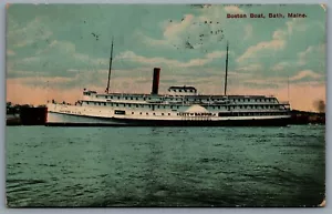 Postcard Bath ME c1912 Boston Boat City of Bangor Eastern S.S. Co. CDS Cancel - Bild 1 von 2