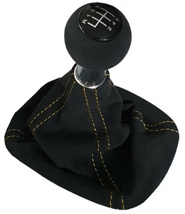 PARA AUDI A4 B5 94-01 6 VELOCIDADES - POMO ALCANTARA - BOLSA CAMBIO X AMARILLO 23 - Imagen 1 de 1