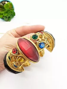Vintage massive Harzkuppel mit Juwelen Manschette Statement Armband Armband Statement - Bild 1 von 11