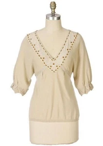 Anthropologie Sweater M GUINEVERE Pullover MOONGLOW Tieback Beads Sparkle NWT - Picture 1 of 3