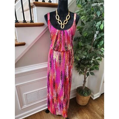 Ny Collection Women's Pink Polyester Round Neck Sleeveless Long Maxi Dress XL - Image 1 of 4