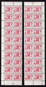 Canada 1973 Postage Due 2¢, MNH PB strips 40 stamps, end imprints, sc#J29 - Picture 1 of 1