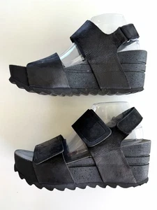 Lofina Sandals Women’s Black Leather Platform Size 40 (9-9.5 US) - Picture 1 of 5