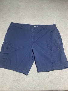 IZOD Saltwater Cargo Shorts Men's Size 50 Navy Blue Inseam 10.5” Cotton Stretch - Picture 1 of 10