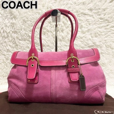 COACH 手包 托特包 钱包 麂皮皮革 粉红色 正品 — 第 1/4 张图片