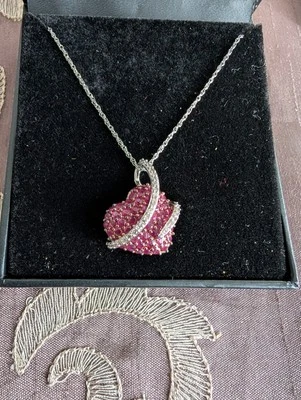 Ruby (2-1/2 ct. t.w.) and Diamond (1/5 ct. t.w.) Heart Pendant in Sterlingsilver - Image 1 of 4