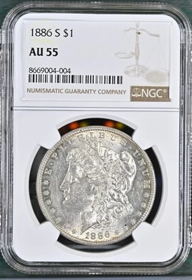 1886 S Morgan Silver $1 NGC AU55 8669004-004 - Image 1 of 4