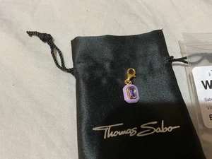 CHARM PENDANT OCTAGON WITH VIOLET COLD ENAMEL YELLOW-GOLD PLATED - Picture 1 of 6