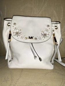 Michael Kors Evie Flower White Leather Backpack Purse, Excellent Condition - Picture 1 of 11