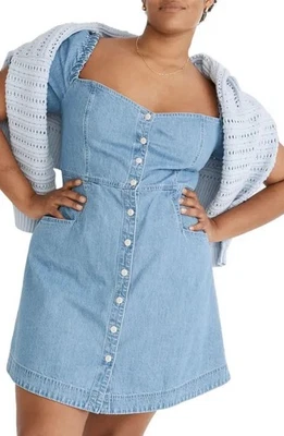 Vestido para mujer Madewell denim manga corta con botones talla 4 Foto 1 de 4