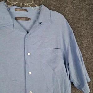 Daniel Cremieux Herren Hemd große Knöpfe Leinen Kurzarm Tasche blau - Bild 1 von 8