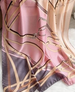 Large 100% Silk Scarf Shawl Chain Design 180cm X90cm - Picture 1 of 5