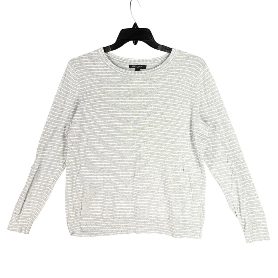 Banana Republic Sweater Womens L Striped Pullover Knit Lightweight minimalist - Image 1 of 4