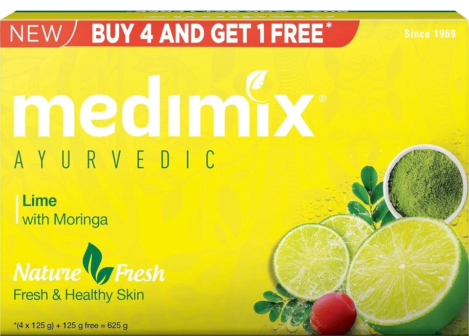 Jabón en barra de baño Medimix de cal ayurvédica con moringa, 125 g (paquete de 5) Foto 1 de 3