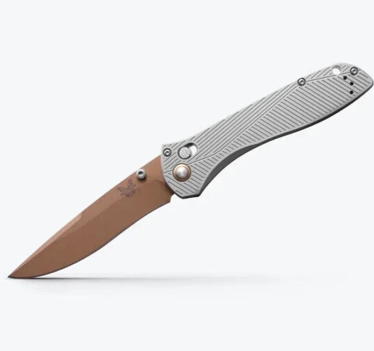 Benchmade 710FE-24 Seven Ten Gray Aluminum Recurve 4" Folding Pocket Knife - Image 1 of 4