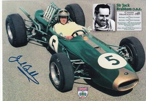 MOTOR RACING PHOTO SIGNED BY SIR JACK BRABHAM - Picture 1 of 1