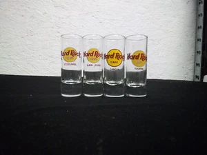 4 HARD ROCK CAFE 4" SHOT GLASS FOREIGN COZUMEL SAN JUAN TIJUANA CANCUN MEXICO K - Picture 1 of 2