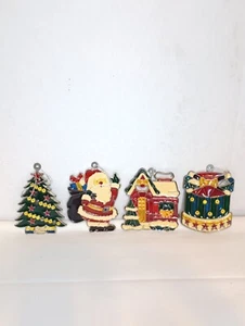 Vintage Stained Glass Christmas Ornament Window Sun Catcher Lot Of 4 - Picture 1 of 6