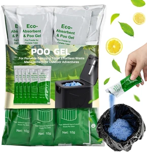 Poo Gel for Portable Toilet for Camping - 28 Packs Camping Toilet Bags Lemon Eco - Picture 1 of 12