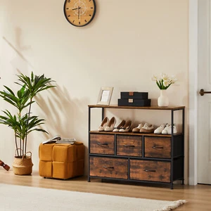 Dresser TV Stand Entertainment Center with 5 Drawers Media Console Table for TV - Picture 1 of 40