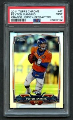 2014 Topps cromo refractor de fútbol americano Peyton Manning #42 PSA 9 como nuevo Foto 1 de 2