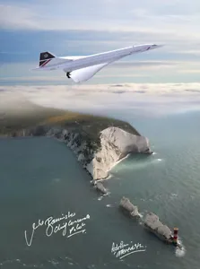 CONCORDE G-BOAG FLYING OVER THE NEEDLES ISLE OF WIGHT 16X12 SIGNED PHOTOGRAPH  - Picture 1 of 1
