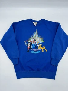Walt Disney World Blue Sweatshirt Kids Size Large Vintage EUC Castle Mickey - Picture 1 of 8