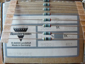 10 résistances couche métal 390R 0,6W 1% 50ppm Vishay Roederstein MK2