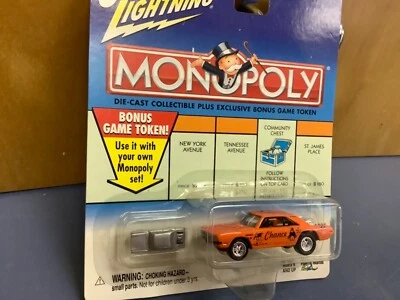 JOHNNY lightning chance card Dodge Dart monopoly   W/  game piece 1/64 - Image 1 of 3