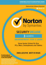 NORTON Security Deluxe 2023 3 Geräte 3 PC/Mac/Android 2022 Internet Security KEY