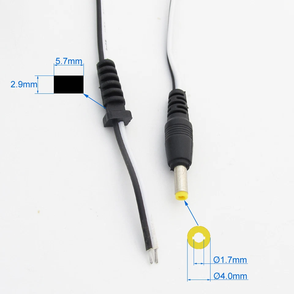 10pcs 5ft/1.5M DC Power Cable 4.0x1.7mm DC Tip Male Plug CCTV Cord Cable 22AWG - Image 1 of 4