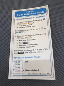 Guía de referencia rápida HP-25, excelente estado - Imagen 1 de 2