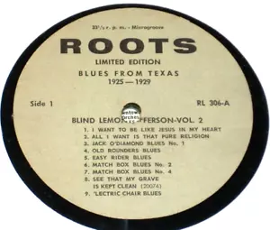 BLIND LEMON JEFFERSON blues from texas 1925 ~ 1929 vol 2 - roots 306 - NO COVER - Picture 1 of 2