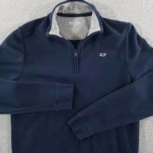 Vineyard Vines Pullover Boys XL 18 Navy Saltwater 1/4 Zip Pique Knit Pima Cotton - Picture 1 of 14