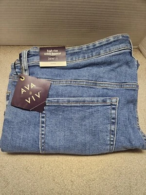 Womens AVA & VIV Medium Wash Skinny Stretch Blue Jeans 26W /R Inseam - Image 1 of 4