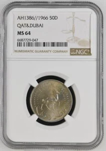 Qatar & Dubai 50 Dirhams 1966 NGC MS 64 - Picture 1 of 2