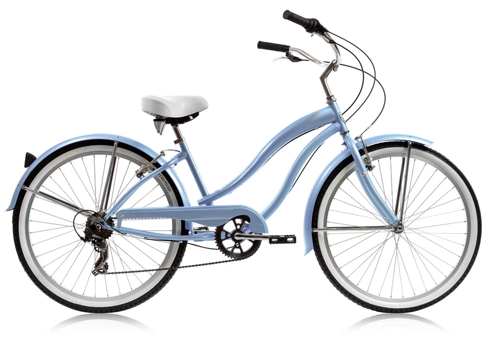 26" Beach Cruiser 7 Speed Shimano Steel Frame Stainless Steel Spokes Fenders - Image 1 of 1