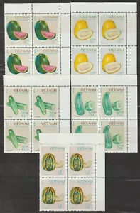 1970 Vietnam Stamps Block 4 Fruits and Vegetables Sc # 590 - 594 MNH - Picture 1 of 1