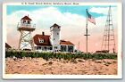 Postcard 1932 U. S. Coast Guard Station Salisbury Beach Mass. Tower Flag  A6