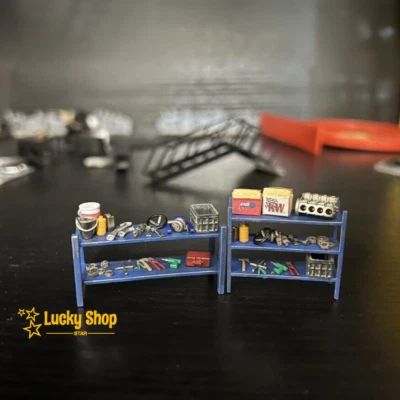 1:64 Diorama Car Garage Repair Tools Model Workshop Maintenance Scene Props Toys - Image 1 of 4