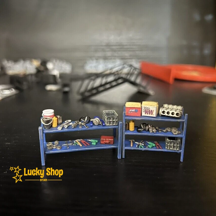 1:64 Diorama Car Garage Repair Tools Model Workshop Maintenance Scene Props Toys - Image 1 of 4