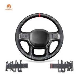 MEWANT Black PU Carbon Fiber Faux Leather Steering Wheel Cover for Dodge Ram - Imagen 1 de 10